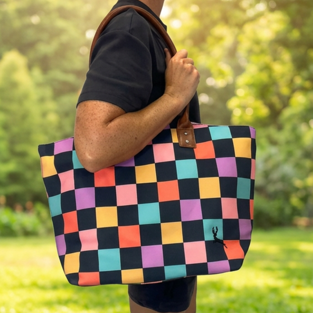 Retro Checkerboard Tote Bag