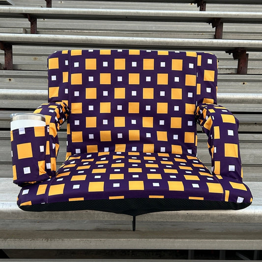 Purple and Gold 23" Stadium Seat with Armrests - Final Sale