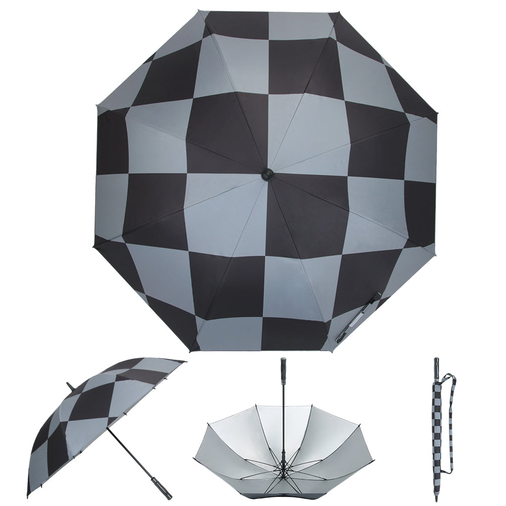 Grey Checkerboard - UPF 50+ Large Golf Umbrella