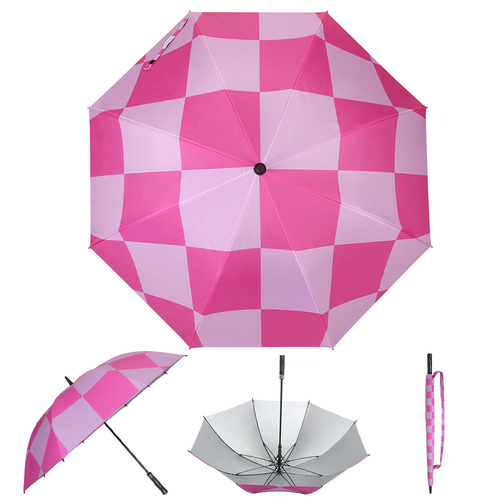 Pink Checkerboard - Large Golf Umbrella | The Last Stag