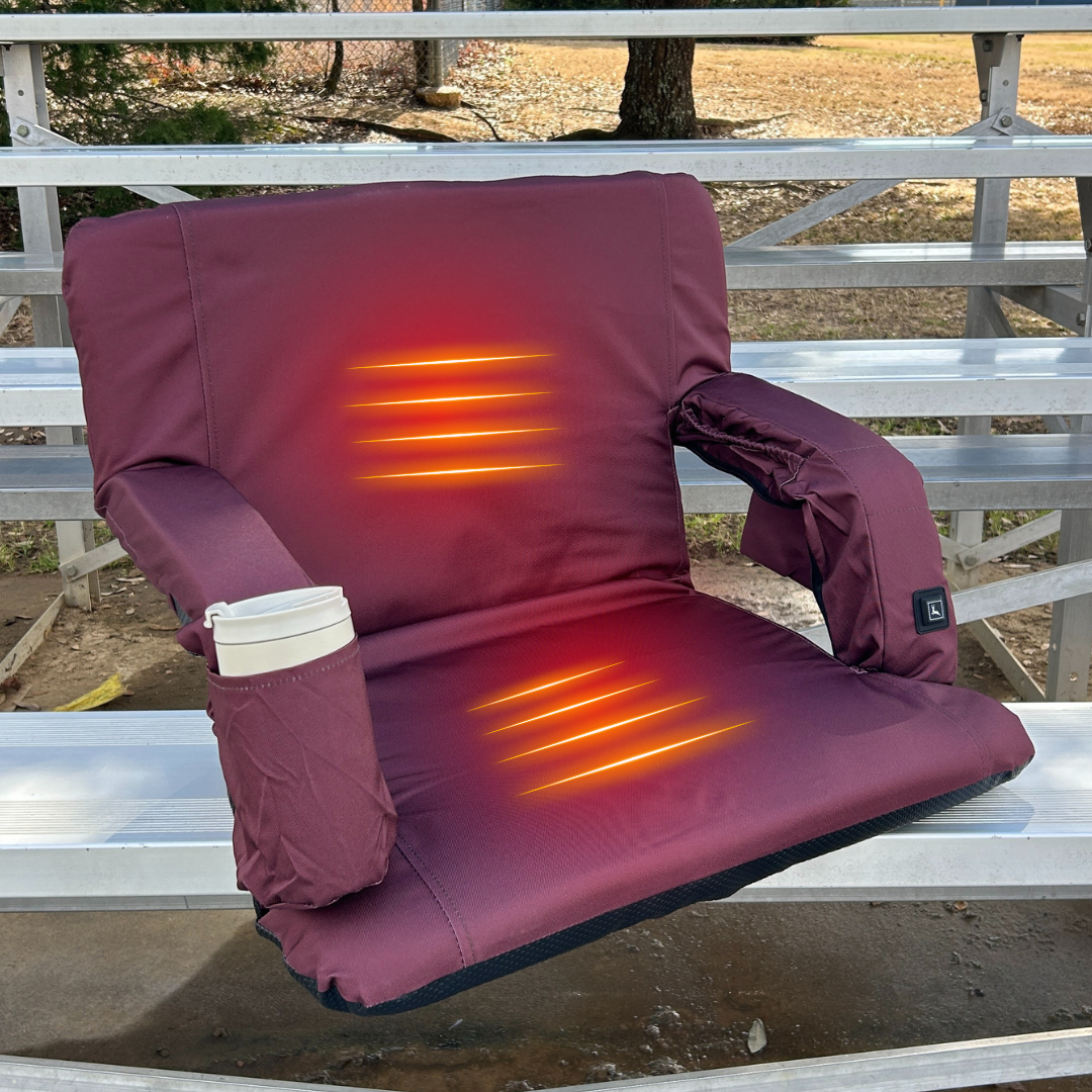 Heated Maroon 23" Stadium Seat with Armrests