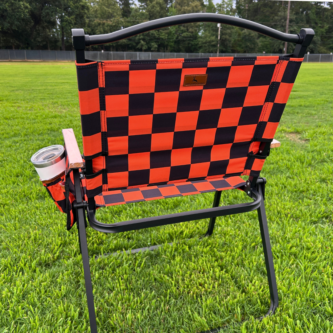 Orange Checkerboard Folding Lawn Chair