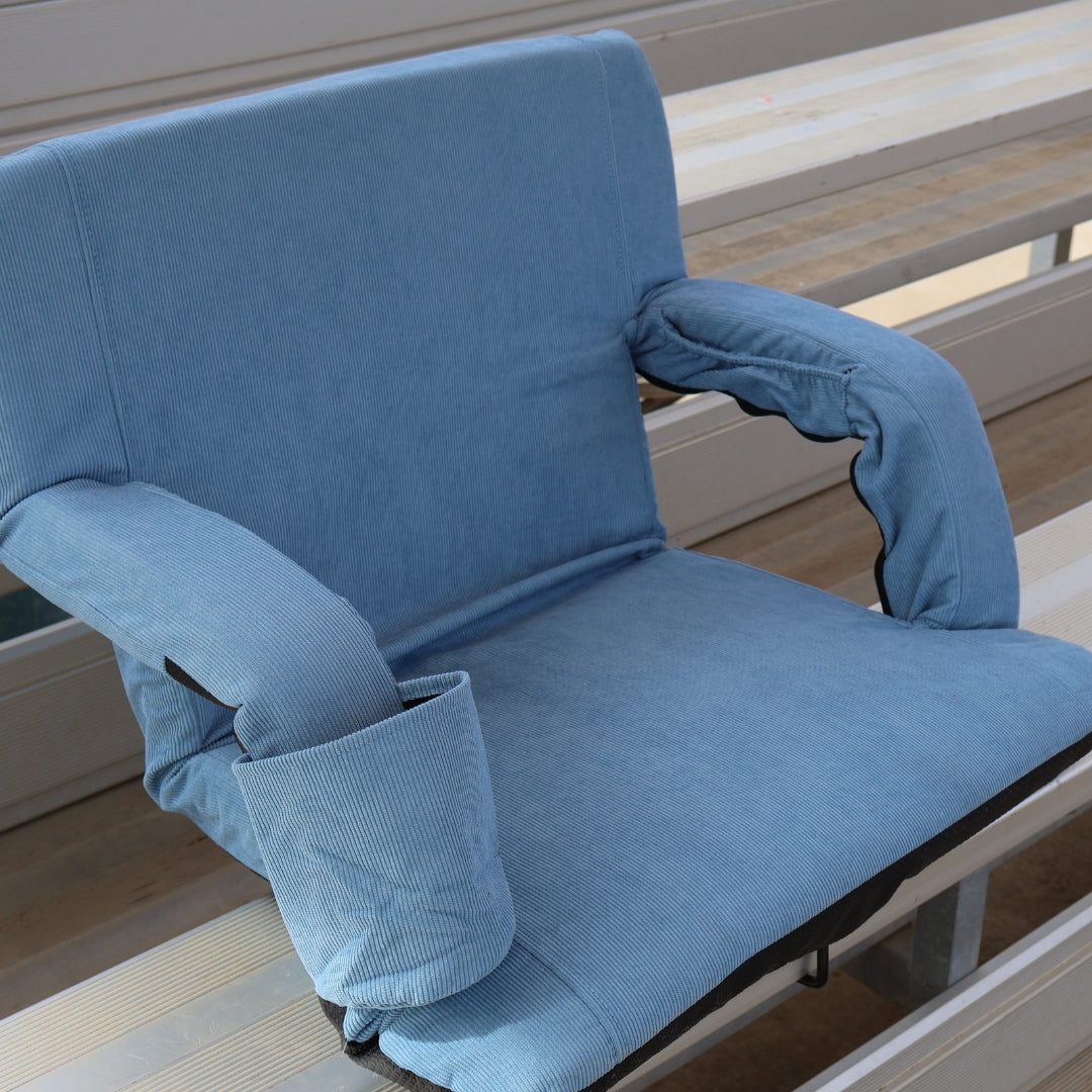 Light Blue Corduroy 23" Stadium Seat with Armrests