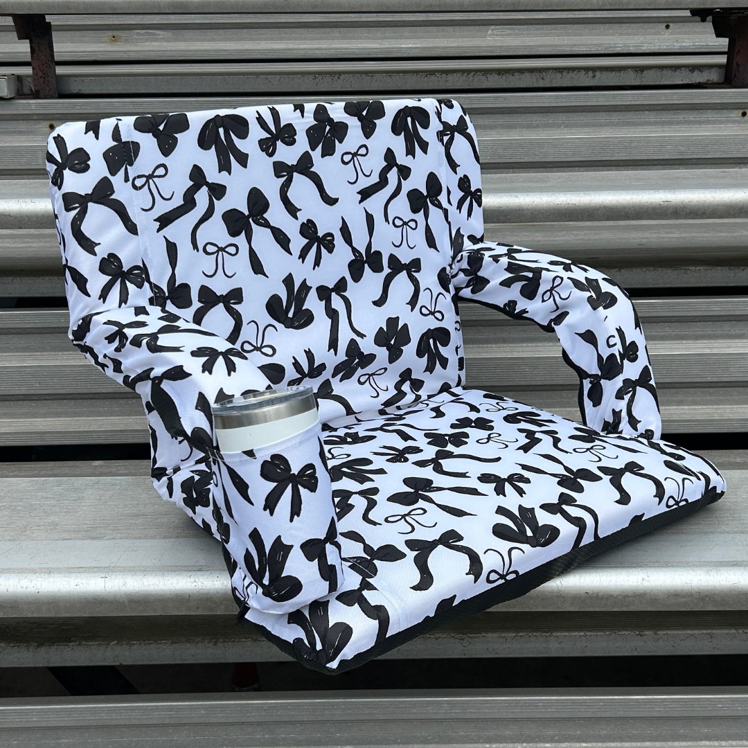 Black Bows 23" Stadium Seat with Armrests
