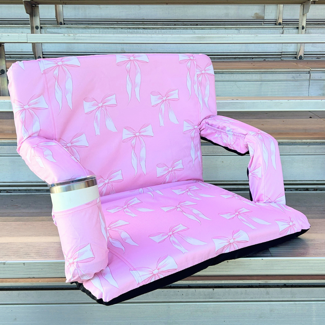 Pink Bows 23" Stadium Seat with Armrests