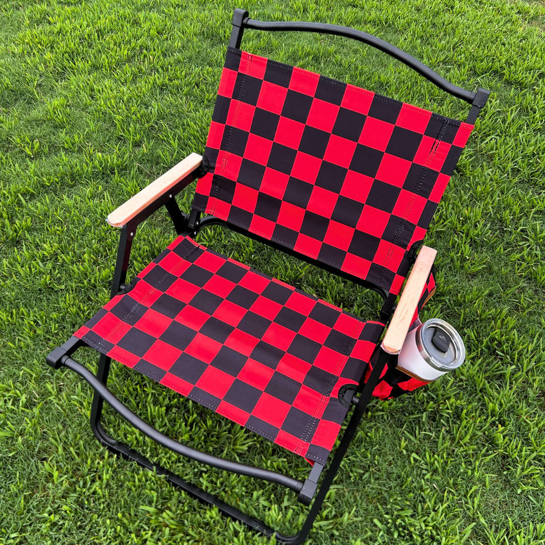 Red Checkerboard Folding Lawn Chair