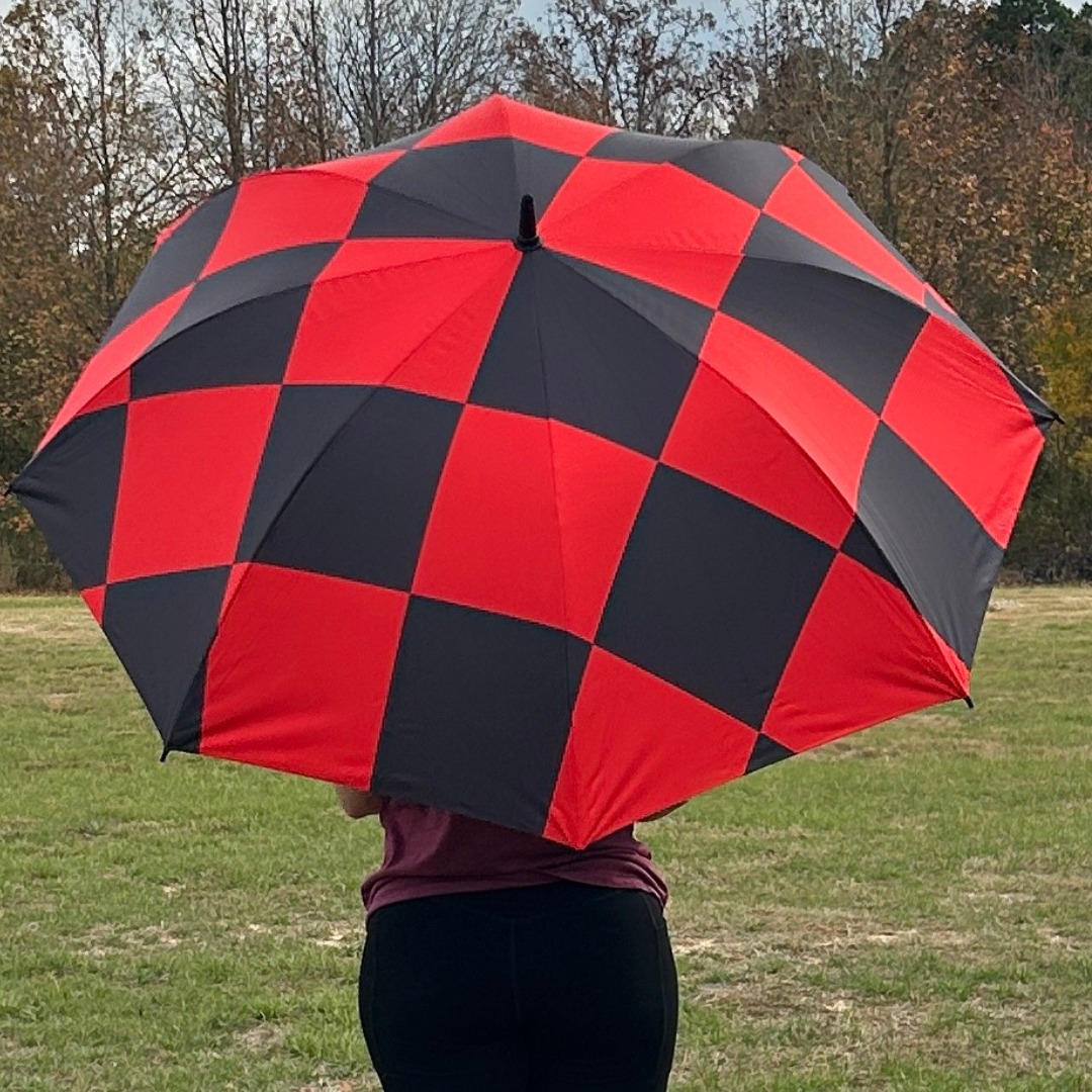 Red Checkerboard - UPF 50+ Large Golf Umbrella