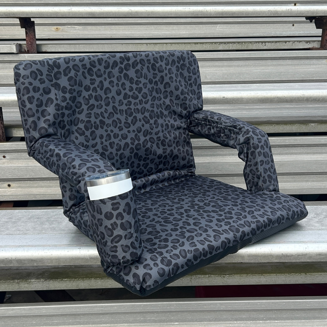 Black Leopard 23" Stadium Seat with Armrests