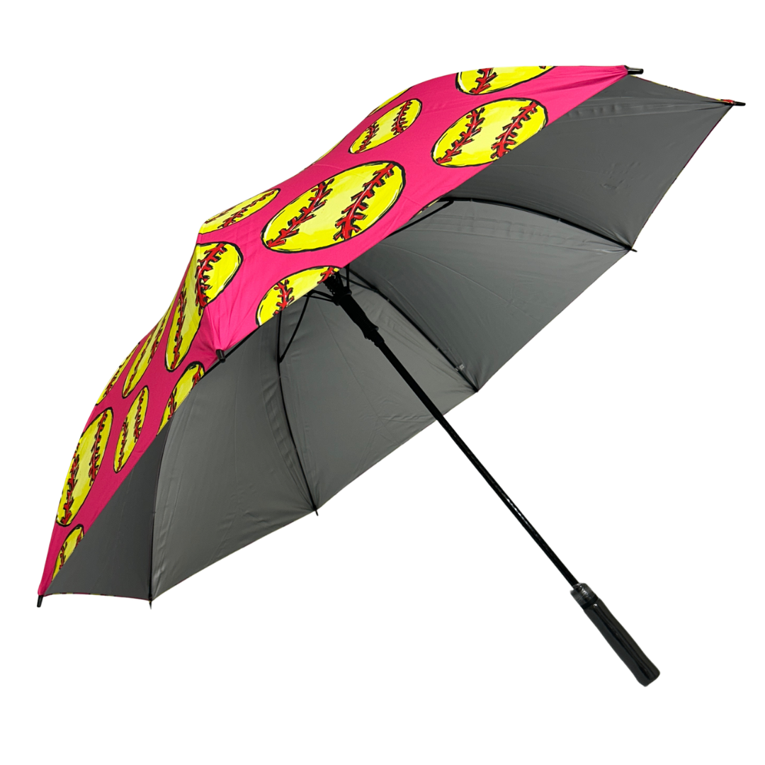 Softball Pink - UPF 50+ Large Golf Umbrella
