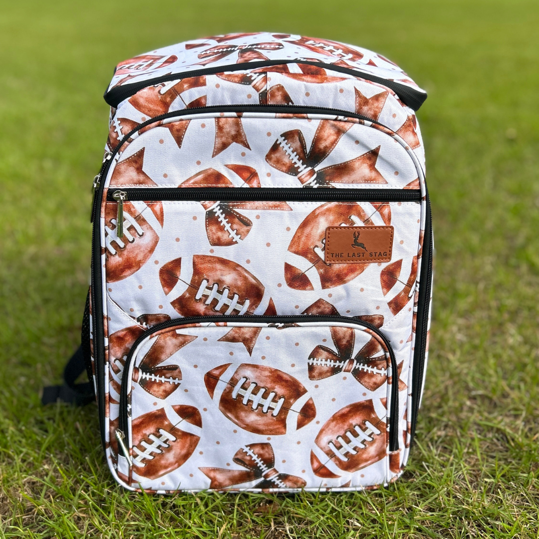 Footballs & Bows Backpack Cooler