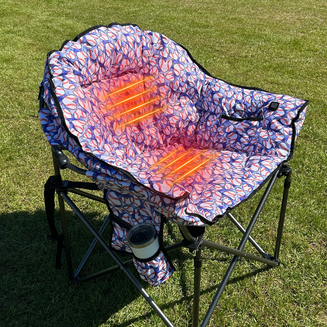 Baseball Hearts - Heated Sideline Chair