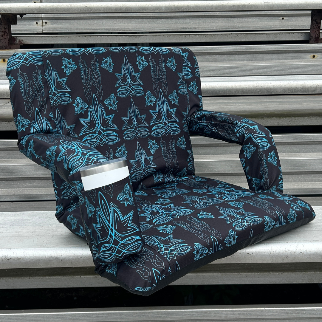 Turquoise Top Stitch 23" Stadium Seat with Armrests