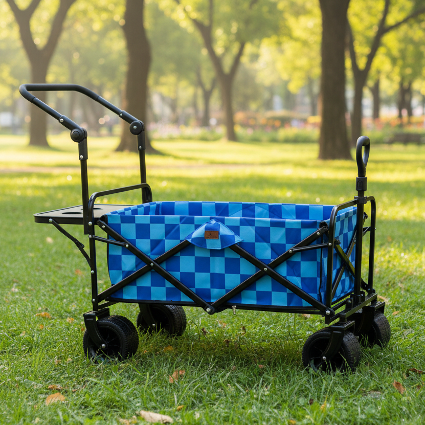 Blue Checkerboard Stroller Wagon
