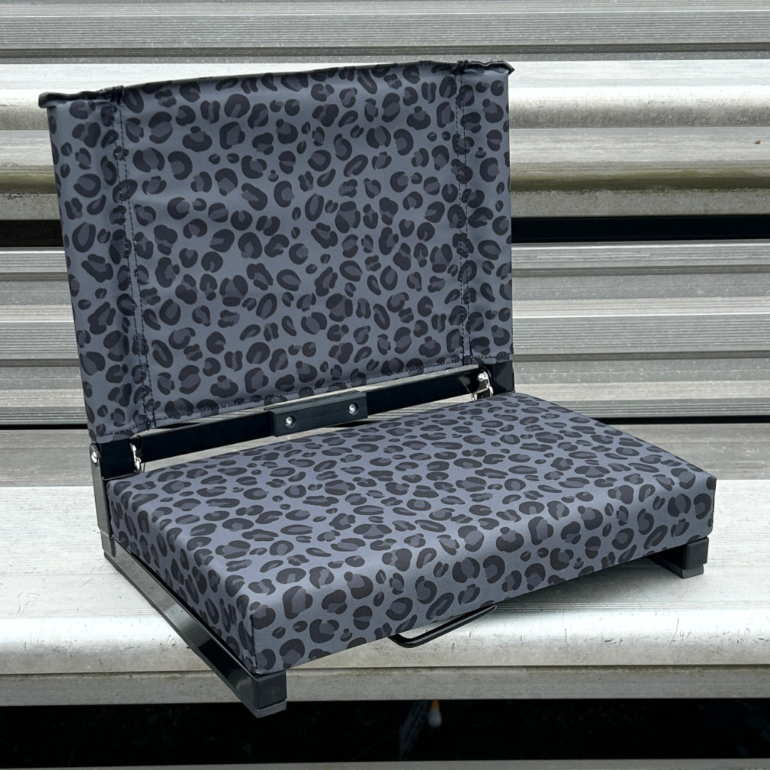Black Leopard Print Folding Stadium Seat