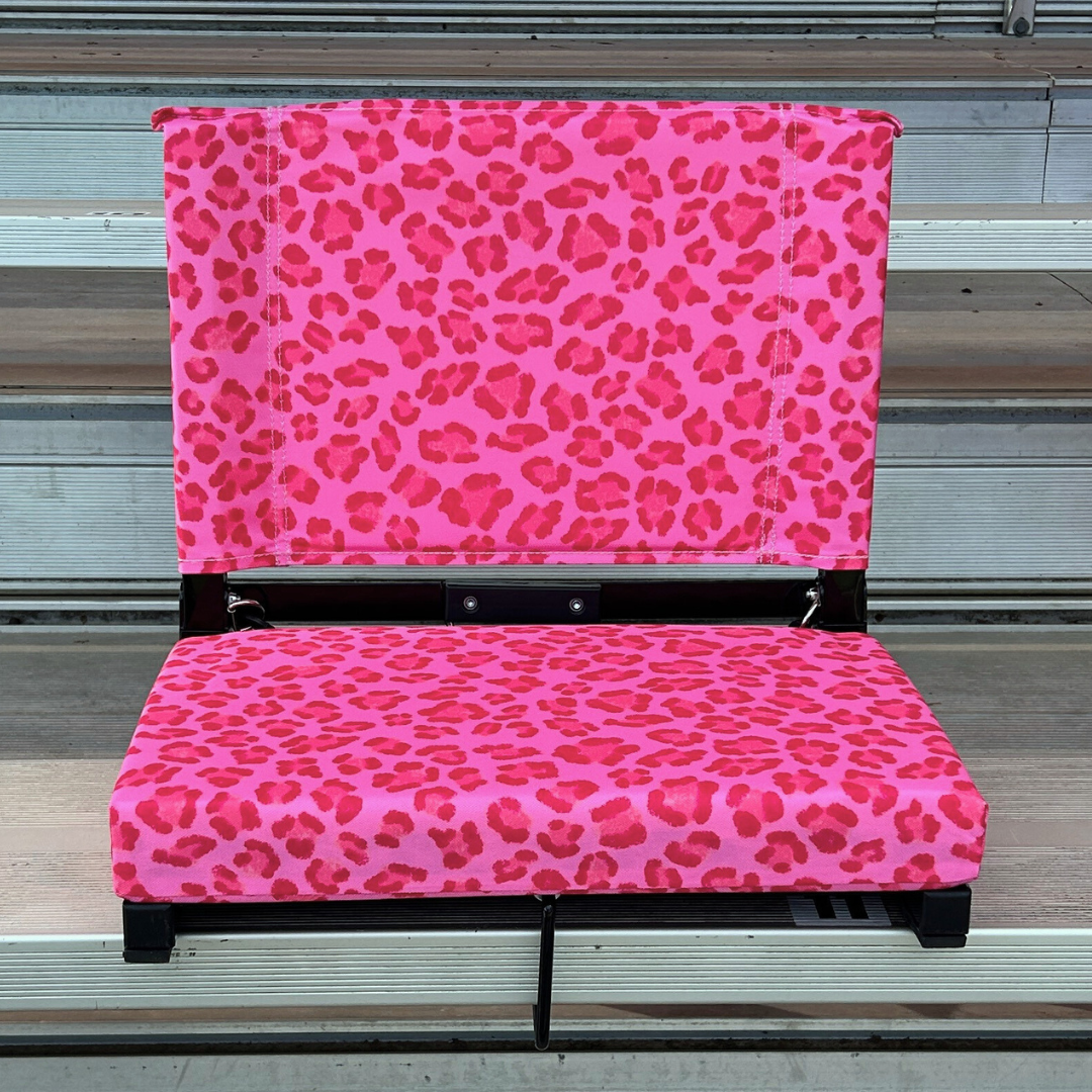 Pink Leopard Folding Stadium Seat
