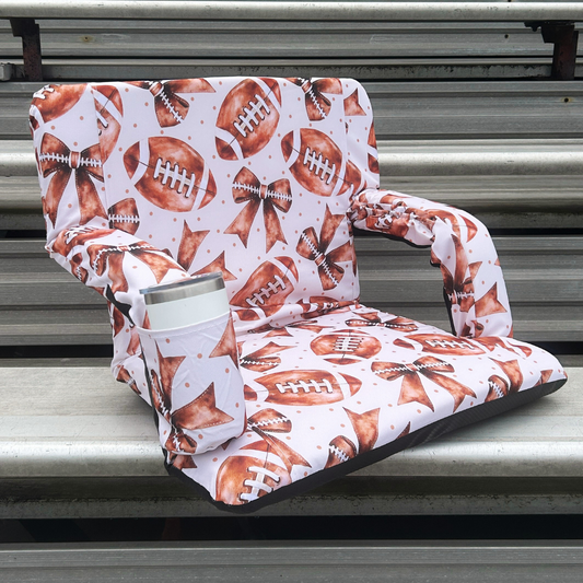 Footballs & Bows 23" Stadium Seat with Armrests