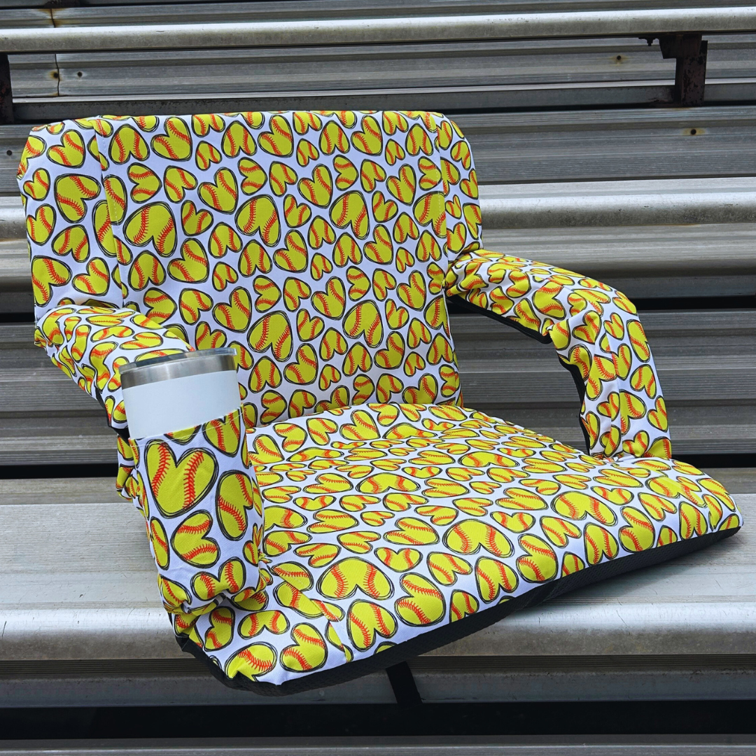 Softball Hearts 23" Stadium Seat with Armrests