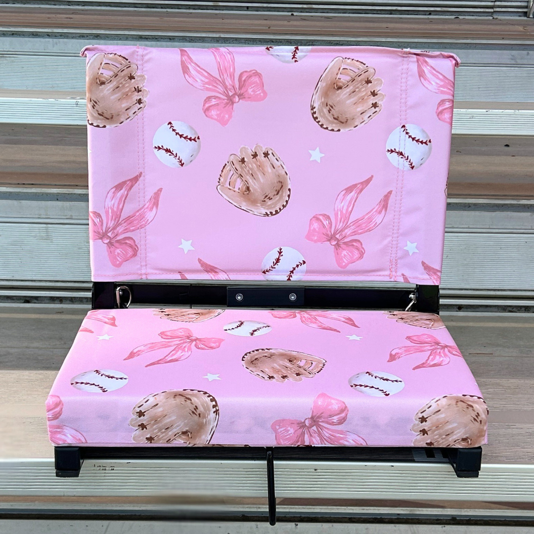 Baseballs & Bows Folding Stadium Seat