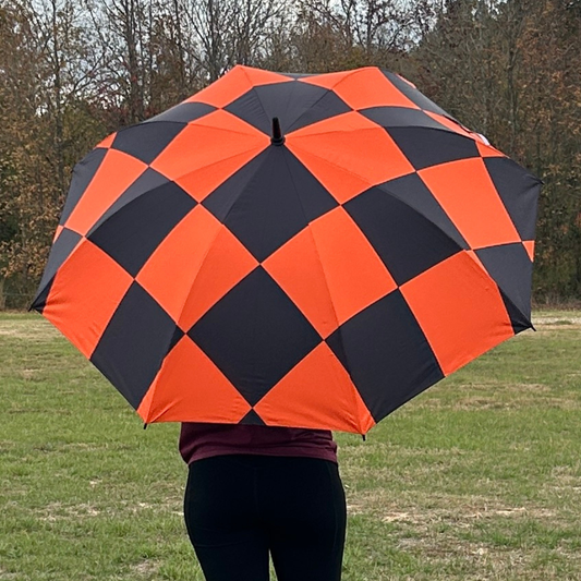 Orange Checkerboard - UPF 50+ Large Golf Umbrella