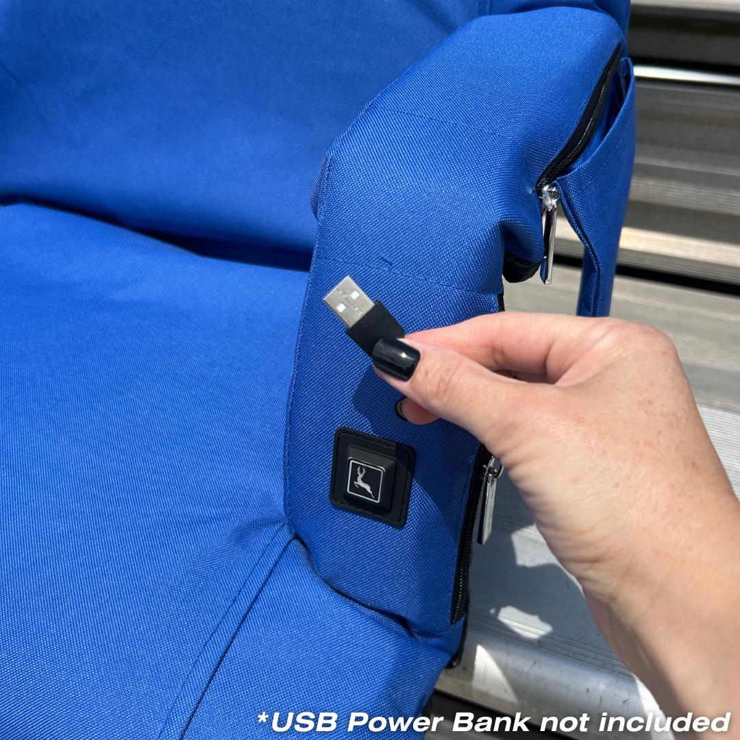 Heated Blue 23" Stadium Seat with Armrests