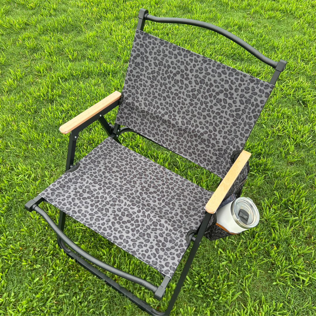 Black Leopard Folding Lawn Chair
