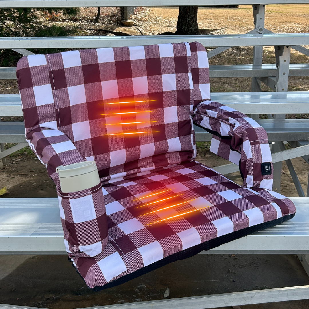 Heated Maroon Buffalo 23" Stadium Seat with Armrests