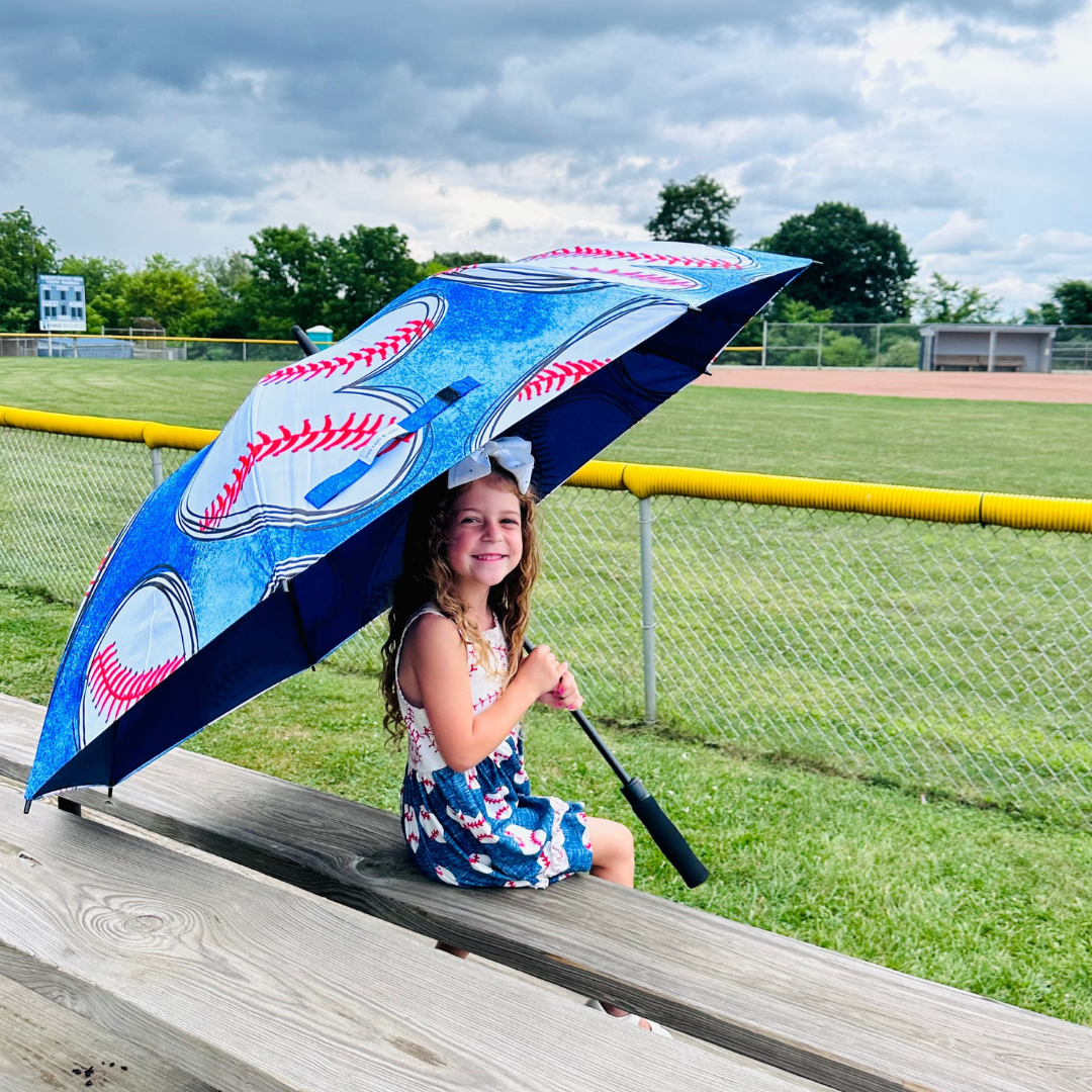 Baseball Hearts - Large Golf Umbrella