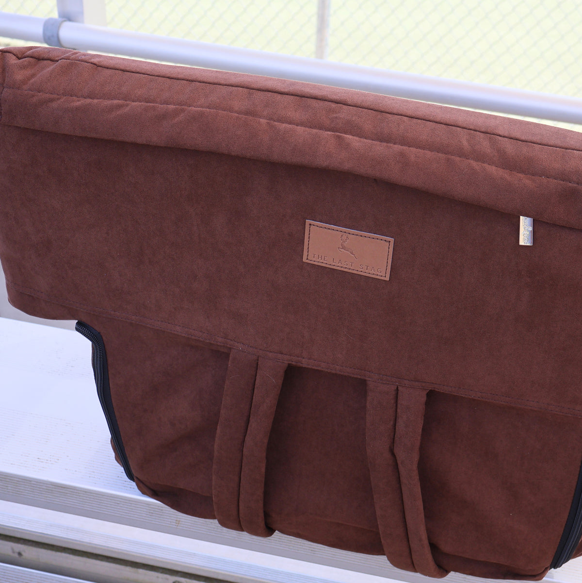 Brown Suede 23" Stadium Seat with Armrests