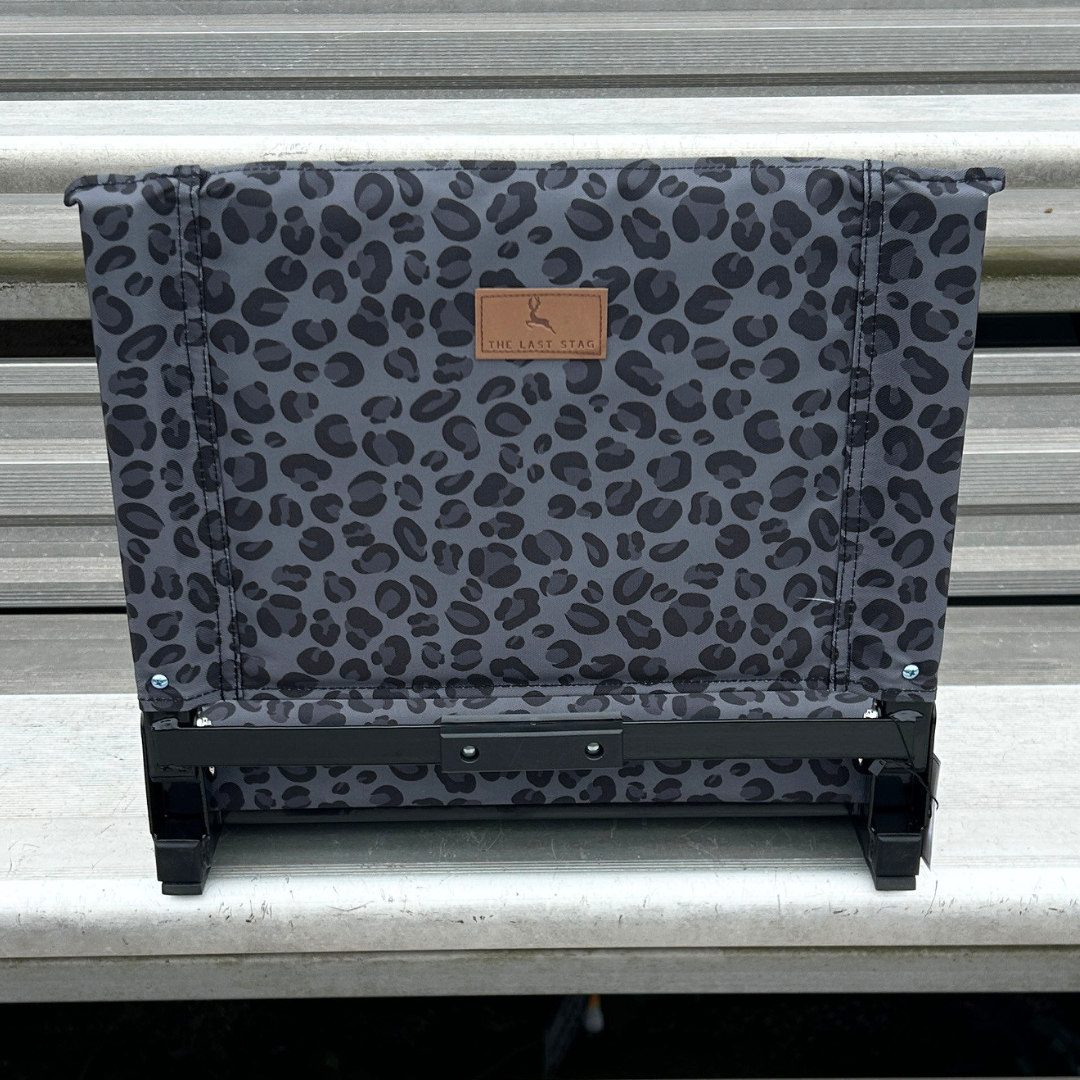 Black Leopard Print Folding Stadium Seat