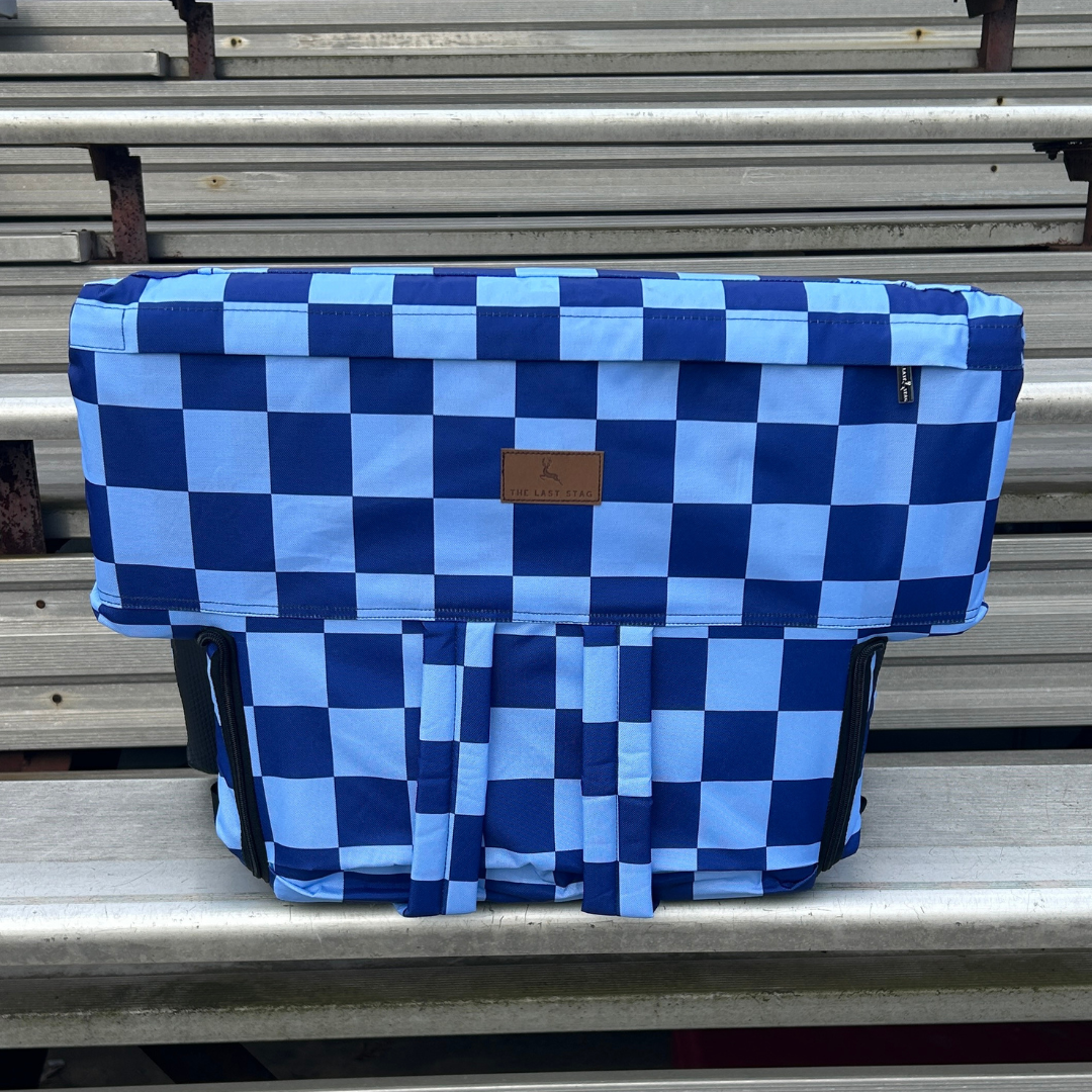 Navy Checkerboard 23" Stadium Seat with Armrests