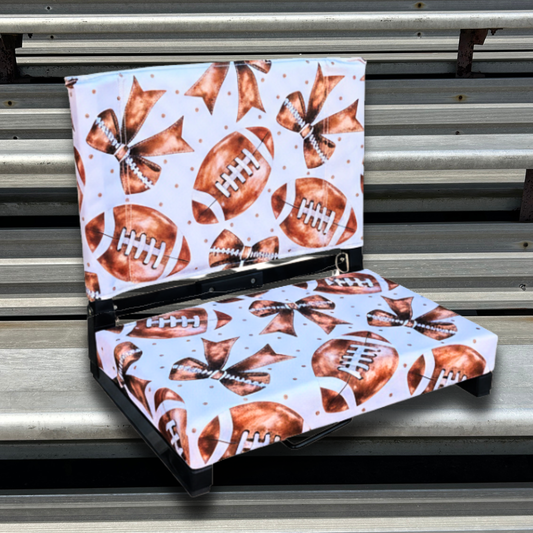 Footballs & Bows Folding Stadium Seat