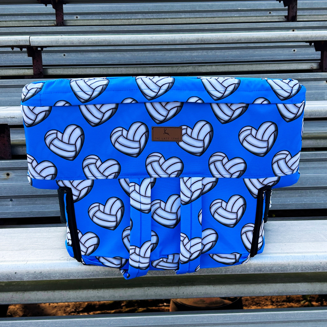 Volleyball Hearts Blue 23" Stadium Seat with Armrests