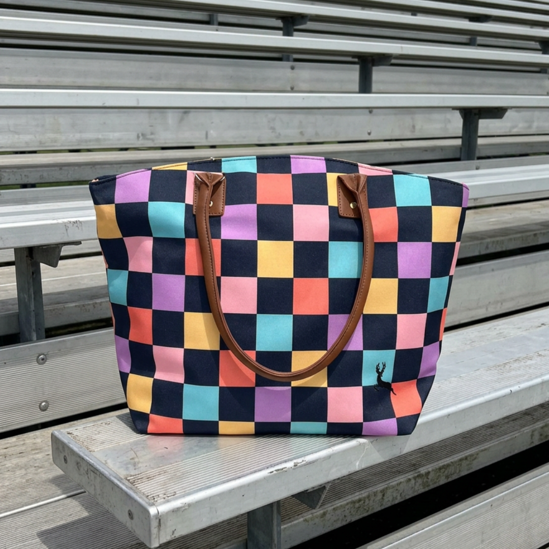 Retro Checkerboard Tote Bag