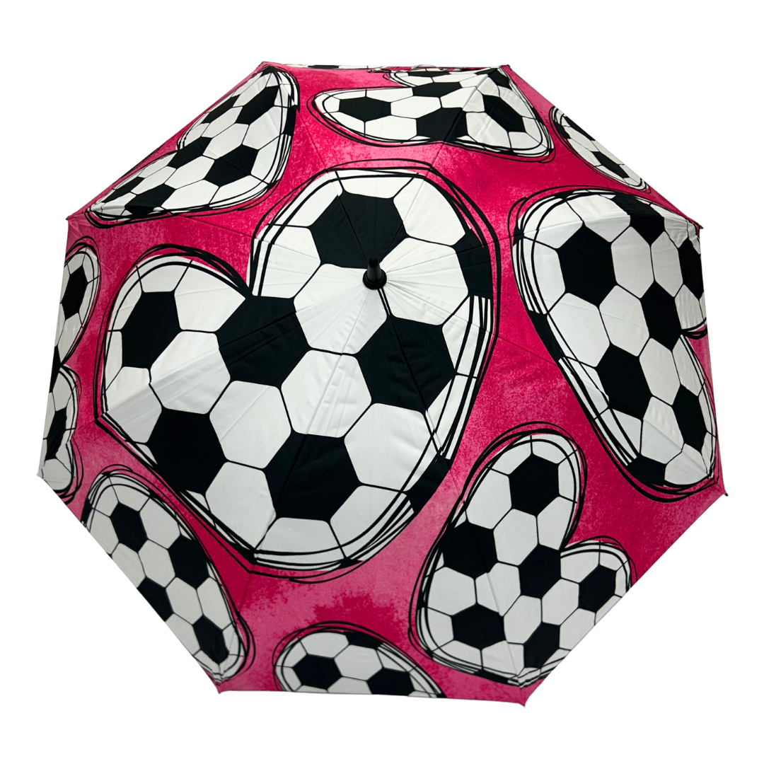 Pink Soccer Hearts - Large Golf Umbrella
