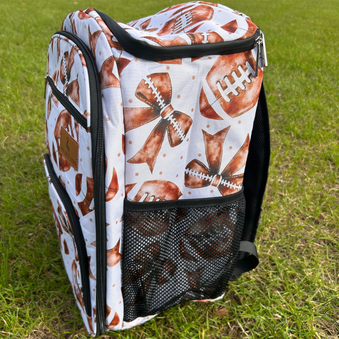 Footballs & Bows Backpack Cooler
