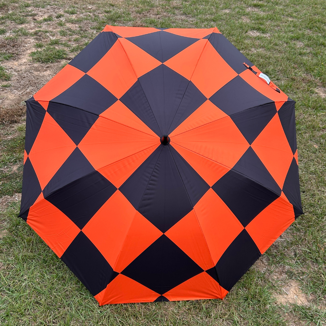 Orange Checkerboard - UPF 50+ Large Golf Umbrella