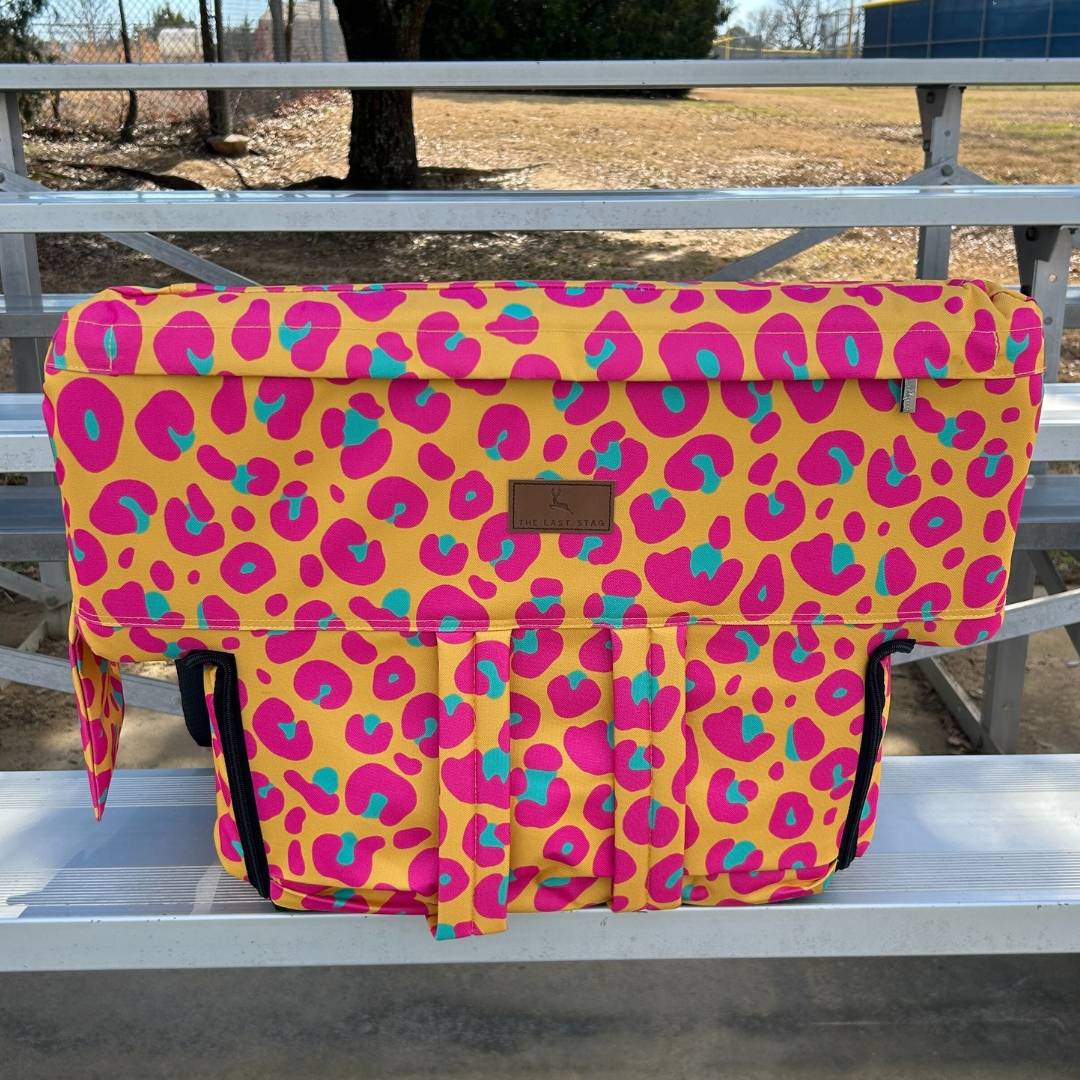 Heated Neon Leopard 23" Stadium Seat with Armrests