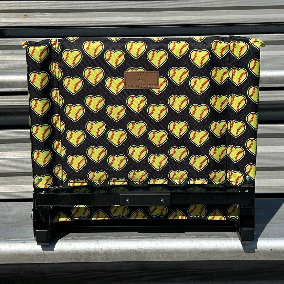 Softball Hearts - Black Folding Stadium Seat