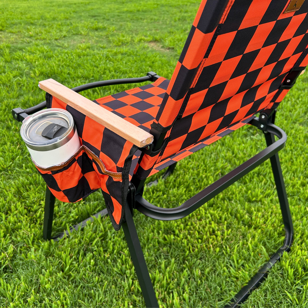 Orange Checkerboard Folding Lawn Chair