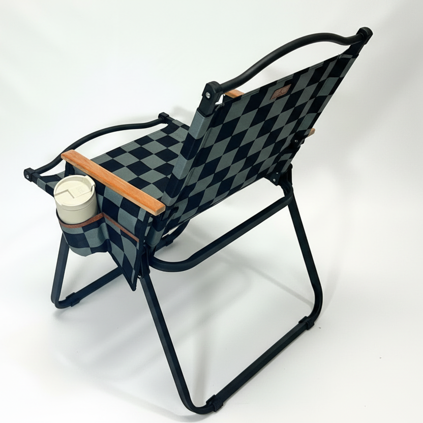 Grey Checkerboard Folding Lawn Chair