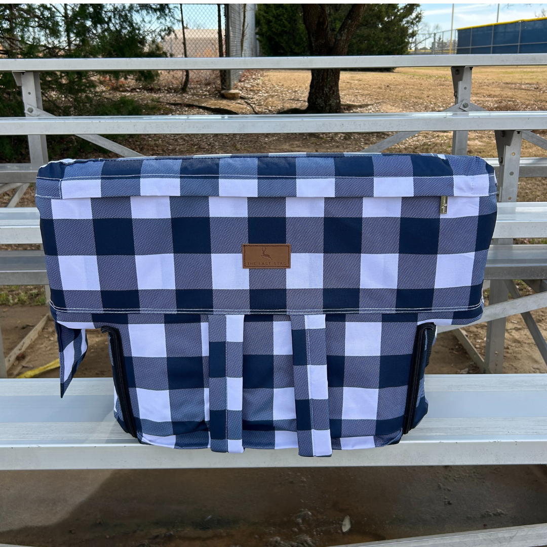 Heated Navy Buffalo 23" Stadium Seat with Armrests