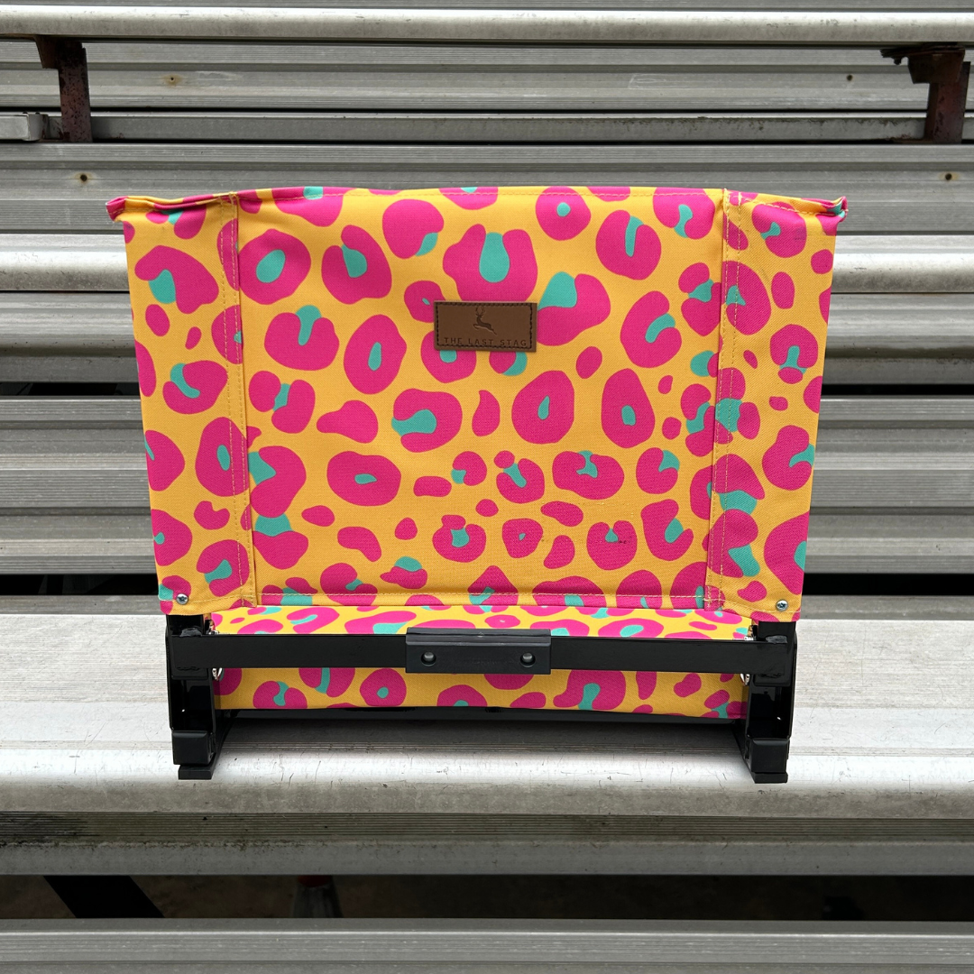 Neon Leopard Print Folding Stadium Seat