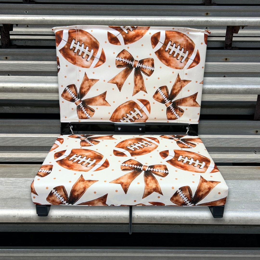 Footballs & Bows Folding Stadium Seat