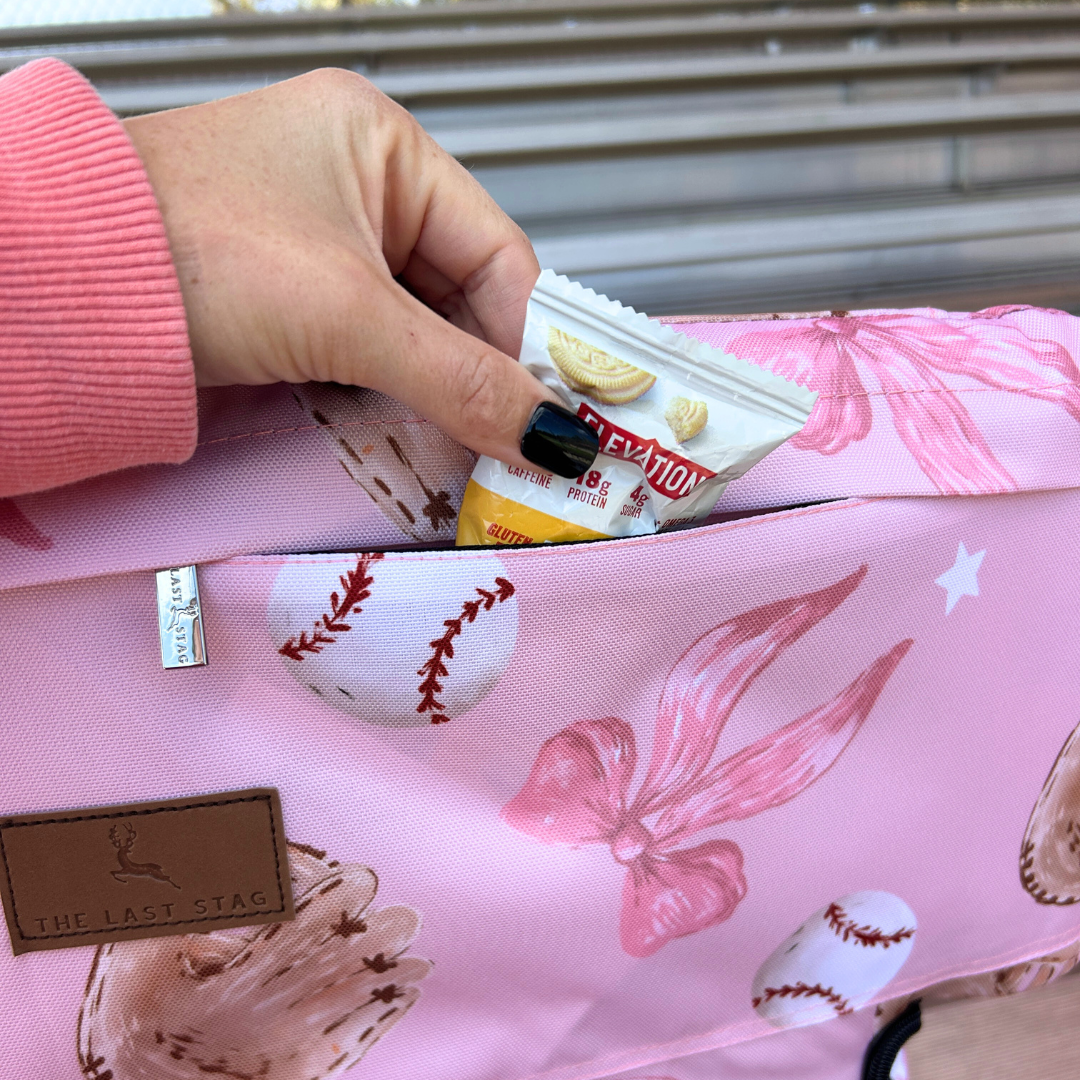 Baseballs & Bows 23" Stadium Seat with Armrests