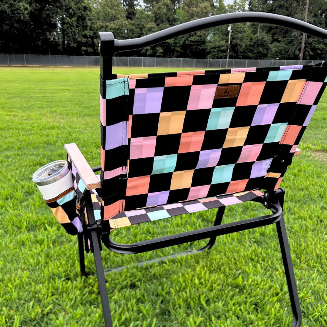 Retro Checkerboard Folding Lawn Chair