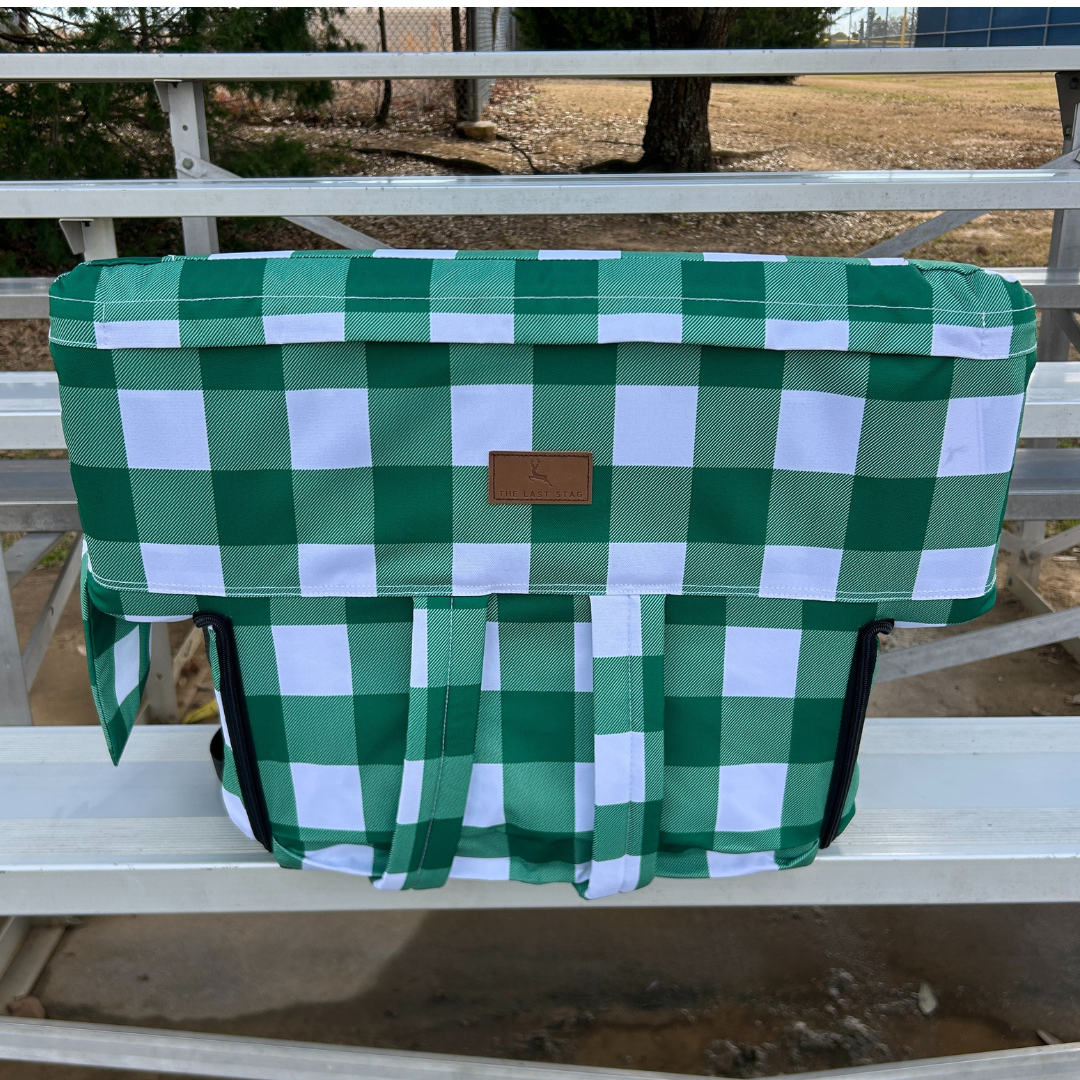 Heated Green Buffalo 23" Stadium Seat with Armrests