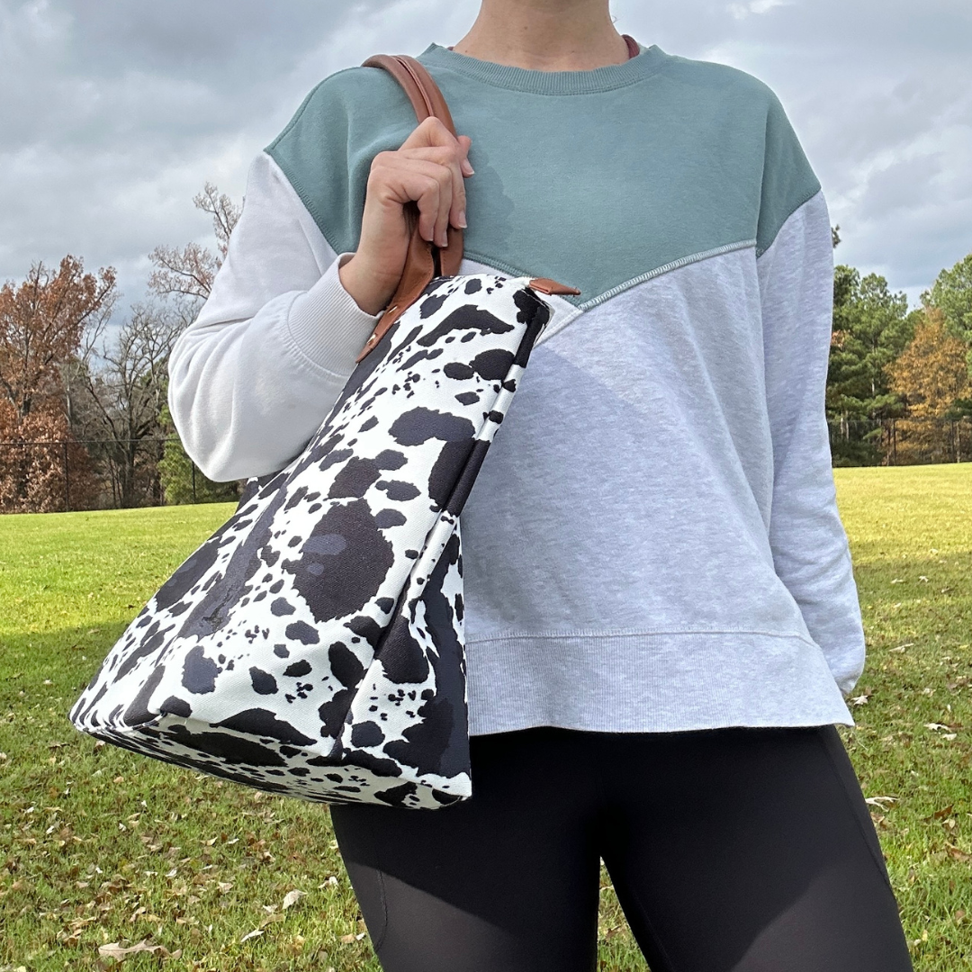 Black Cow Print Tote Bag