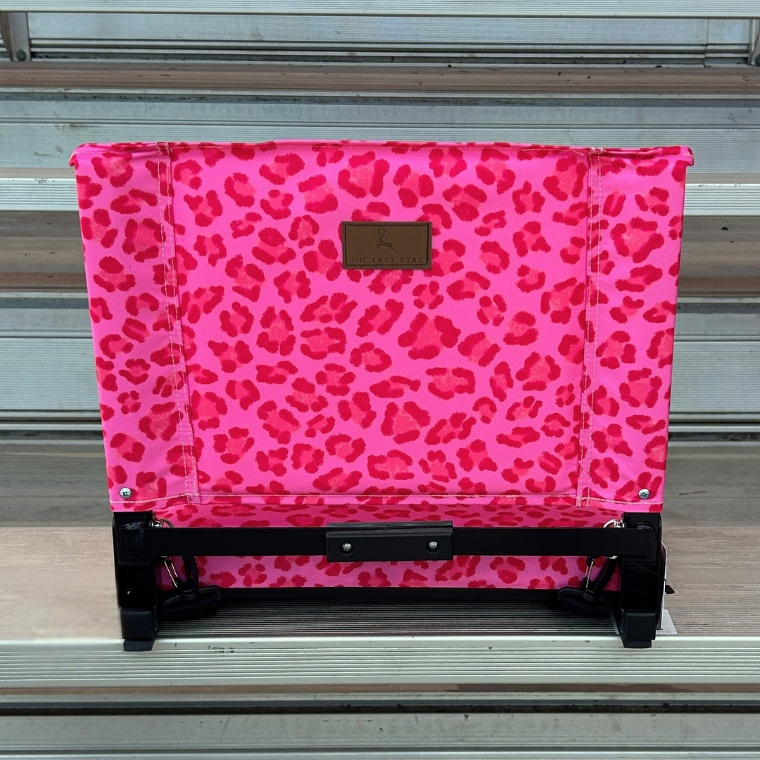 Pink Leopard Folding Stadium Seat
