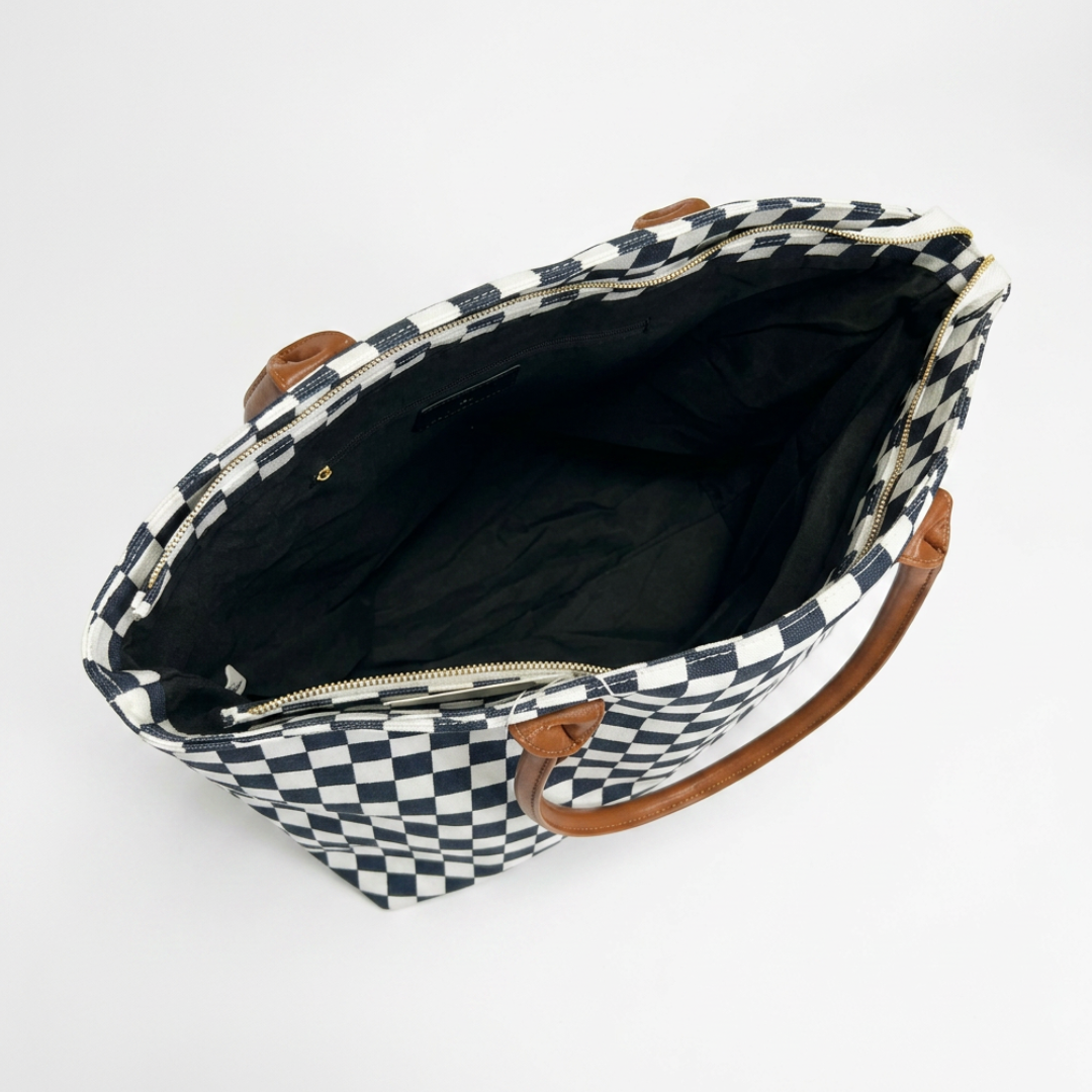 Black and White Checkerboard Tote Bag