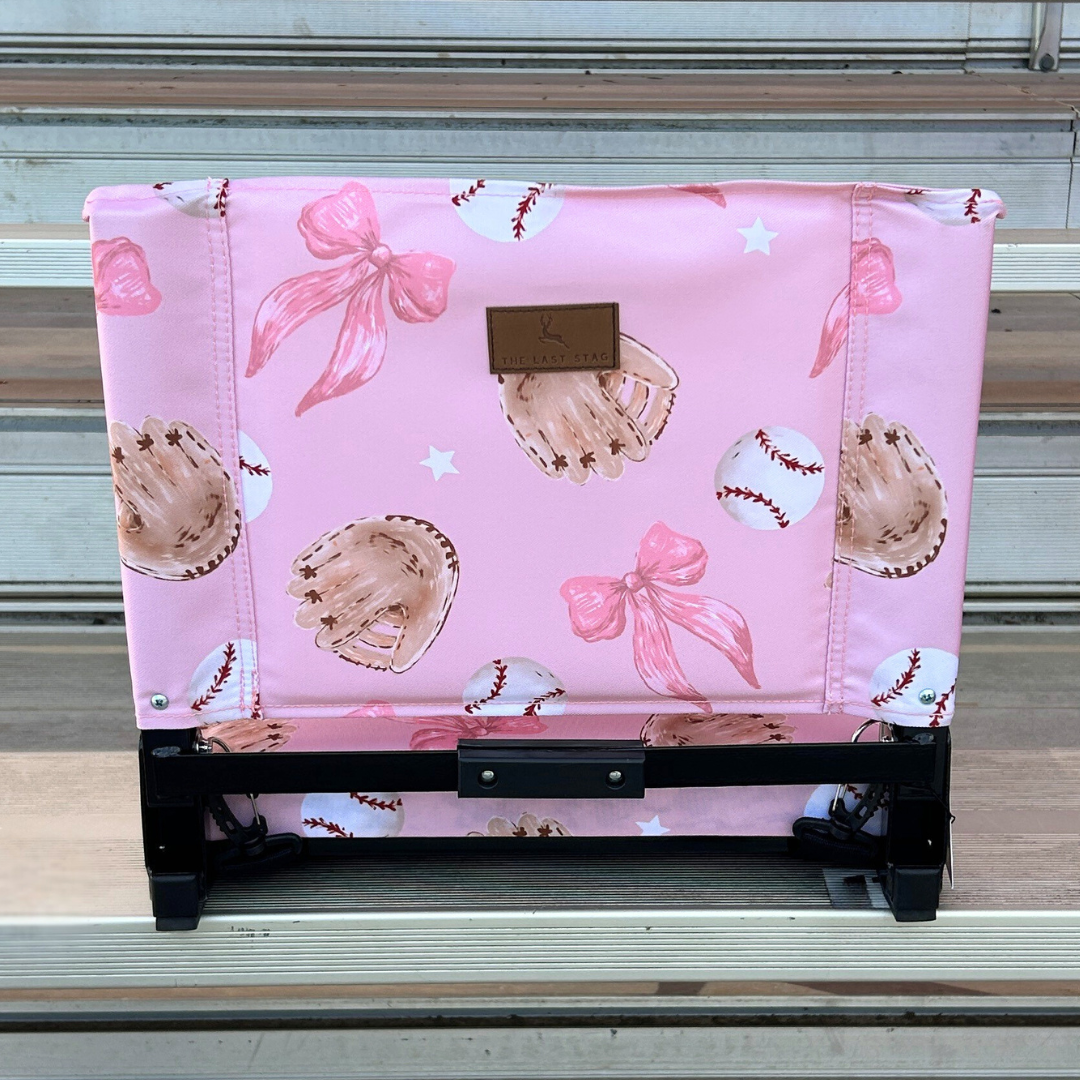 Baseballs & Bows Folding Stadium Seat